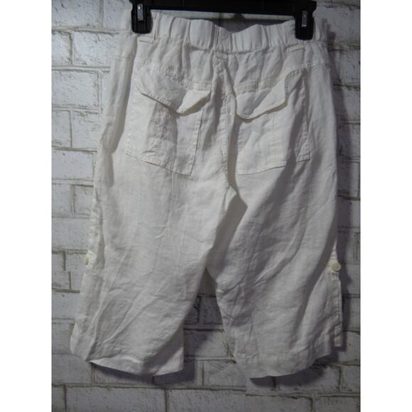 JW Los Angeles Johnny Was White Linen Roll Tab Cargo Shorts XS NEW - Picture 6 of 11